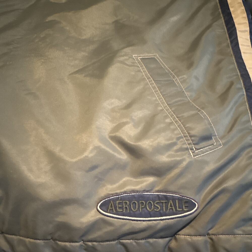 Aéropostale Men's L Green/Blue Nylon Zip Jacket Lined Stand-Up Collar Short - Picture 2 of 5